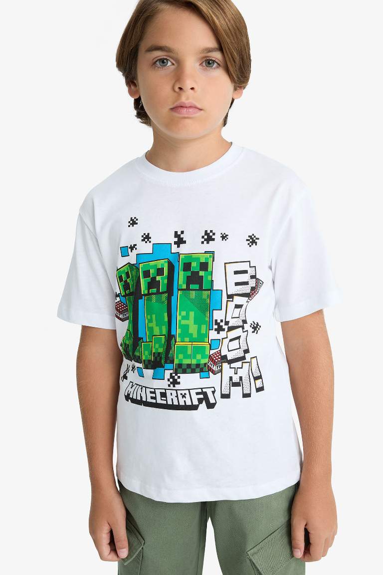 Erkek Çocuk Minecraft Regular Fit Bisiklet Yaka Kısa Kollu Tişört