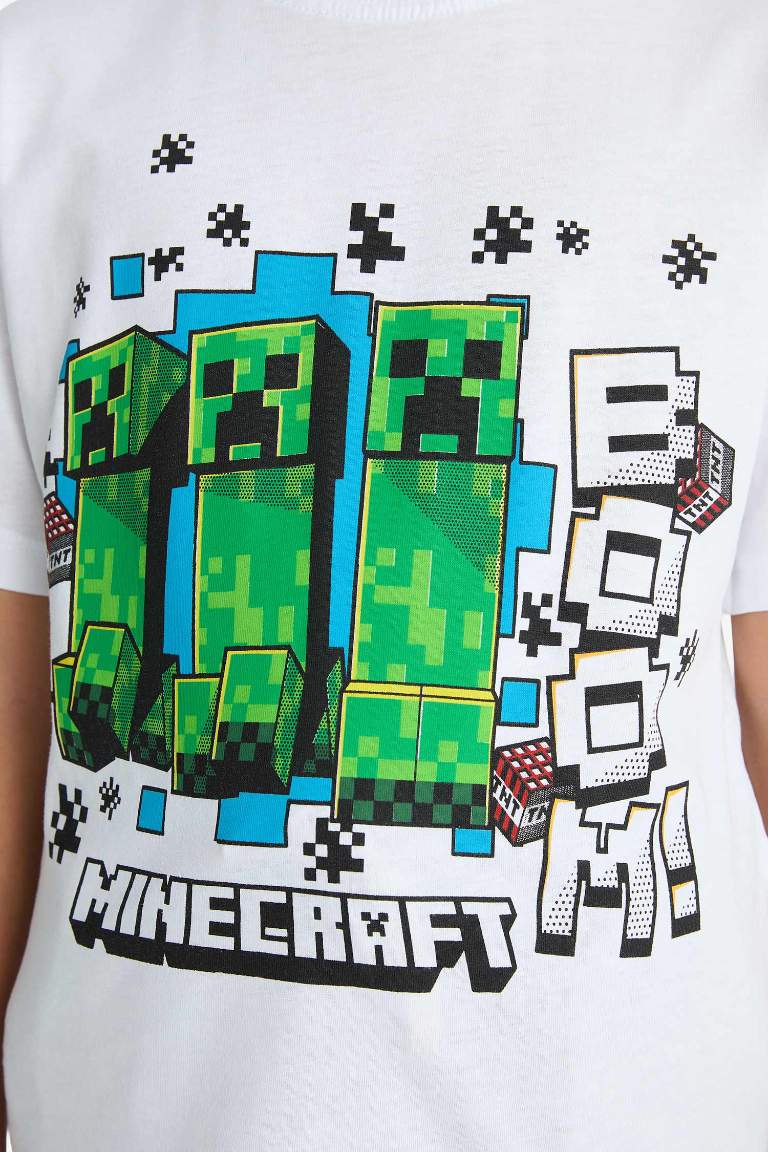 Erkek Çocuk Minecraft Regular Fit Bisiklet Yaka Kısa Kollu Tişört