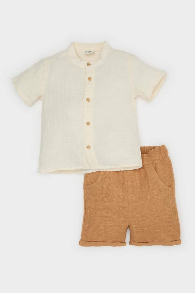 Baby Boy Muslin Shirt Shorts 2 Piece Set