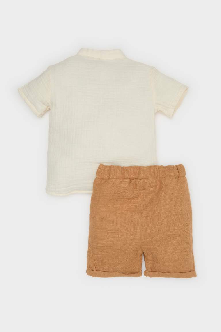 Baby Boy Muslin Shirt Shorts 2 Piece Set