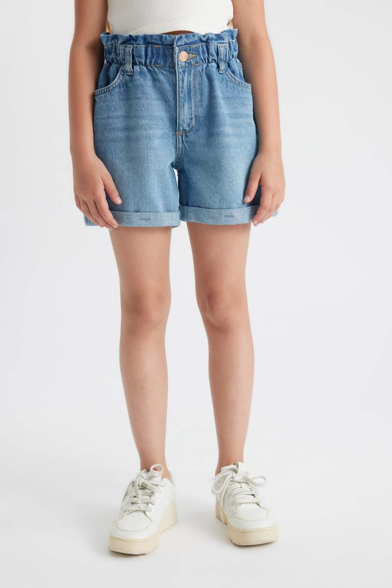 Short Paperbag en jean pour fille