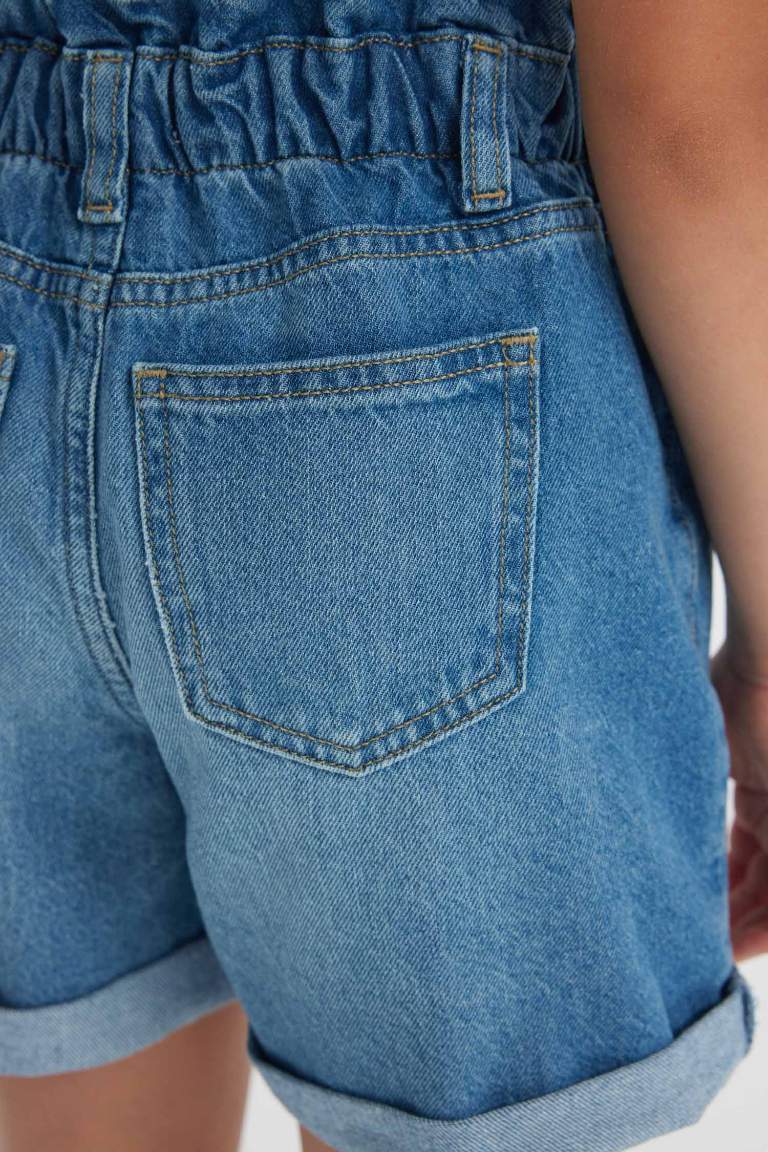 Short Paperbag en jean pour fille