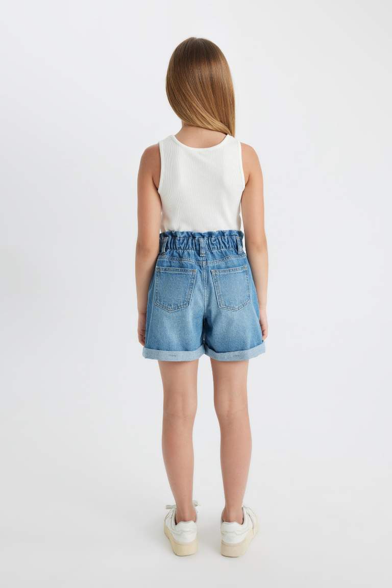 Short Paperbag en jean pour fille