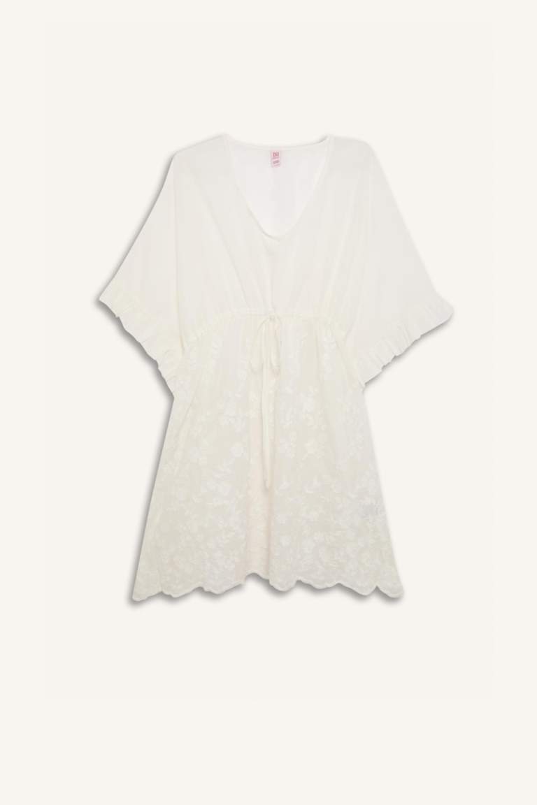 Fall in Love V-Neck Printed White Kimono