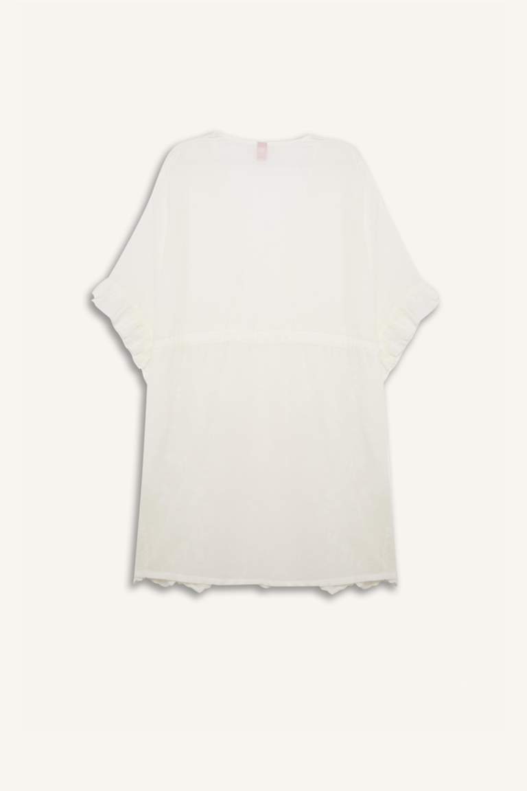 Fall in Love V-Neck Printed White Kimono