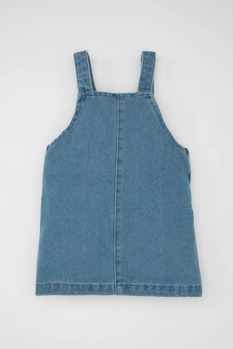 Baby Girl Ripped Detailed Sleeveless Jean Dress