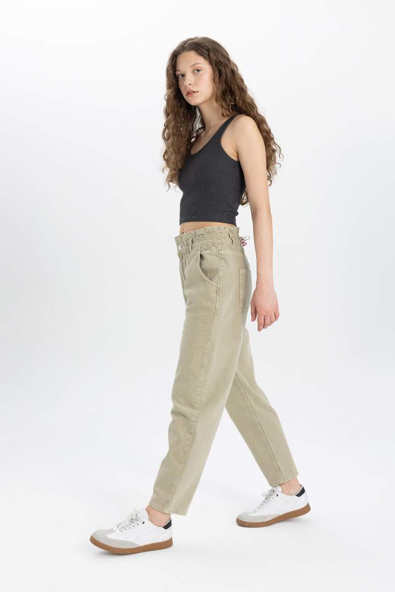 Paperbag High Waist Ankle Length Jeans