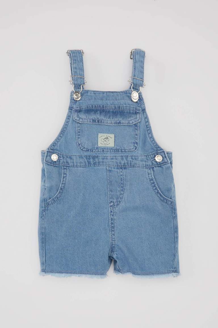 Baby Girl Label Printed Jean Jumpsuit