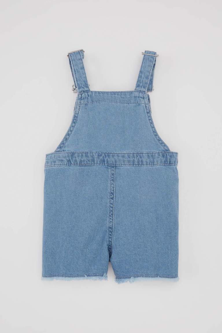 Baby Girl Label Printed Jean Jumpsuit