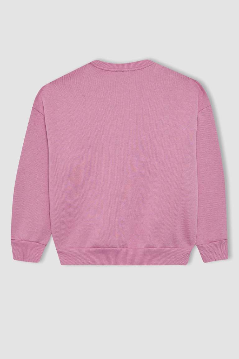 Sweatshirt à Col Rond Imprimé Avec Intérieur en Peluche Douce Pour Fille