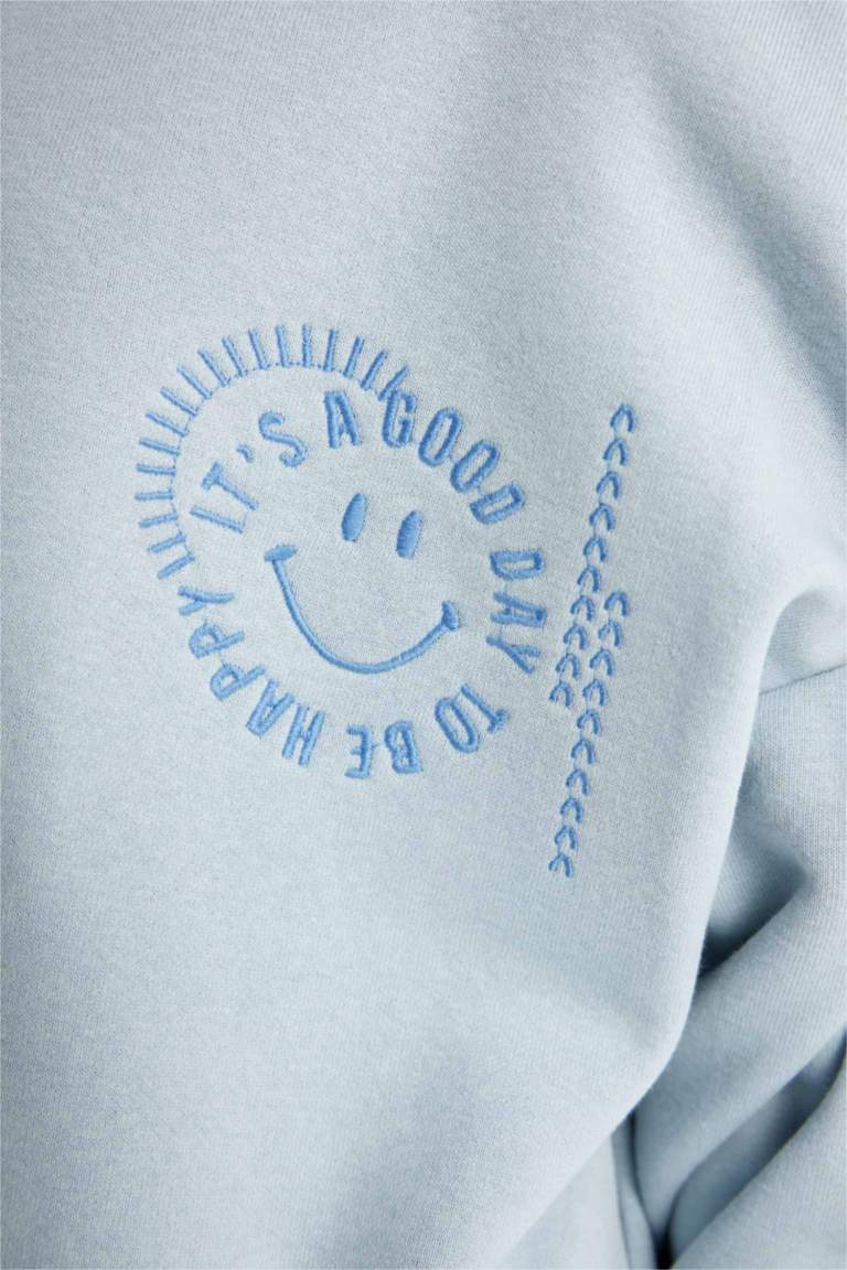 Kız Çocuk Relax Fit Bisiklet Yaka Sweatshirt