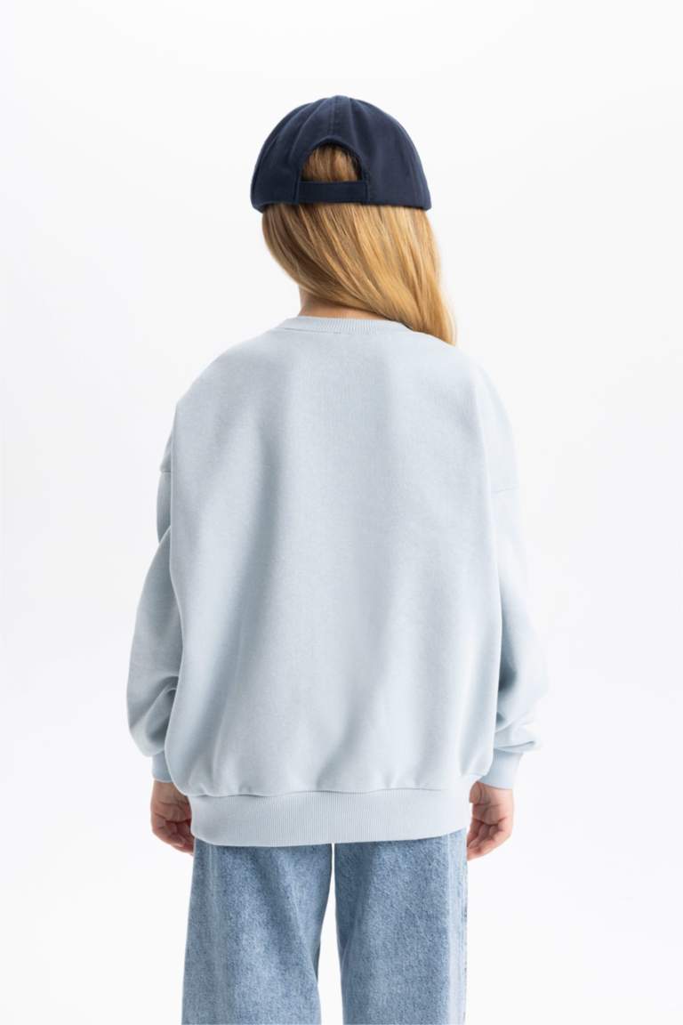 Kız Çocuk Relax Fit Bisiklet Yaka Sweatshirt