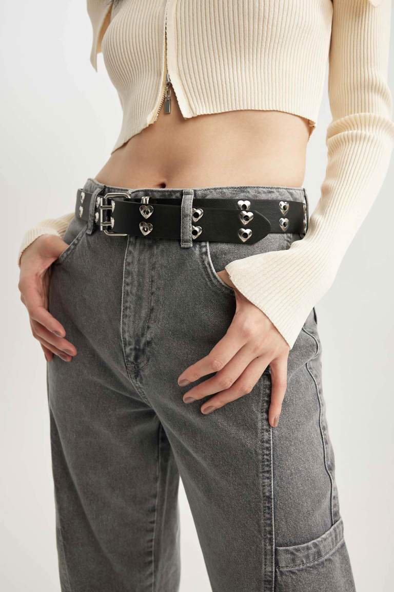 Woman Faux Leather Jean Belt