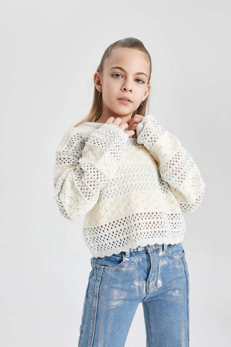 Pull Coupe Régulière Col Rond Pour Fille