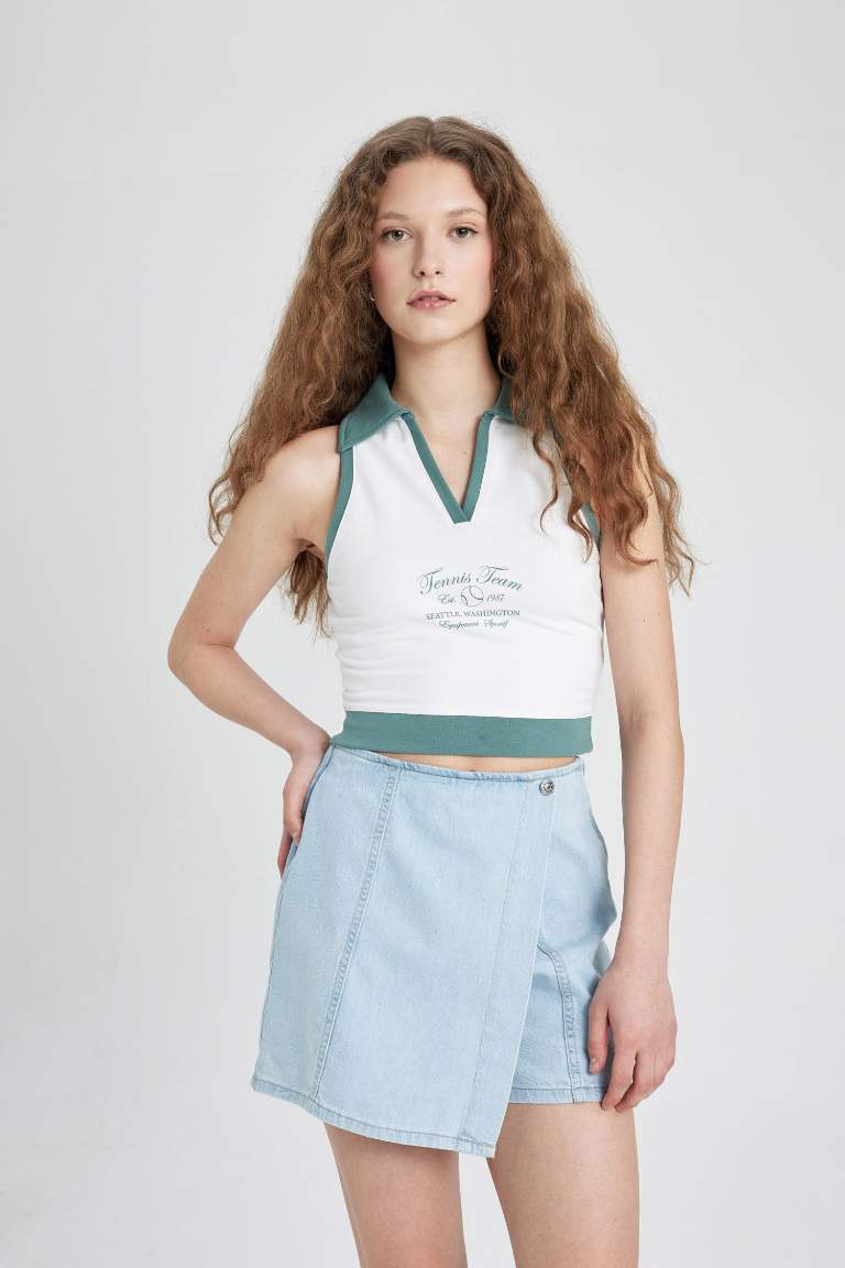 High Waist Mini Jean Skort