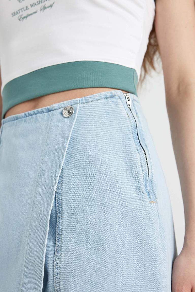 Mini Jupe Short en Jean à Taille Haute