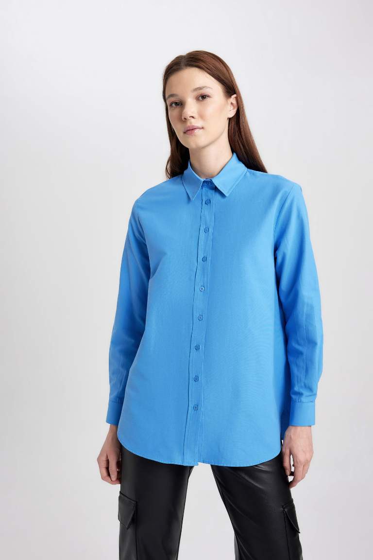 Relax Fit Poplin Long Sleeve Shirt Tunic