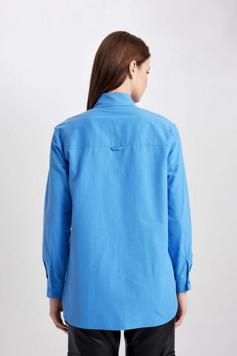 Relax Fit Poplin Long Sleeve Shirt Tunic