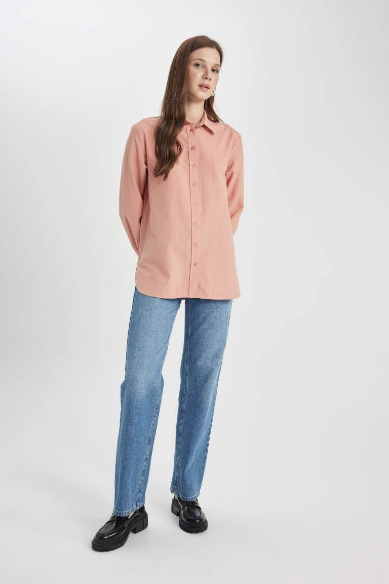 Relax Fit Poplin Long Sleeve Shirt Tunic