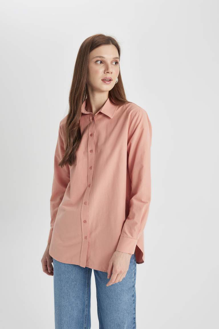 Relax Fit Poplin Long Sleeve Shirt Tunic