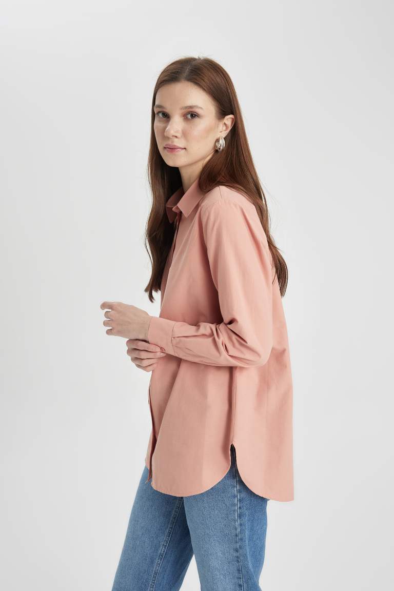 Relax Fit Poplin Long Sleeve Shirt Tunic