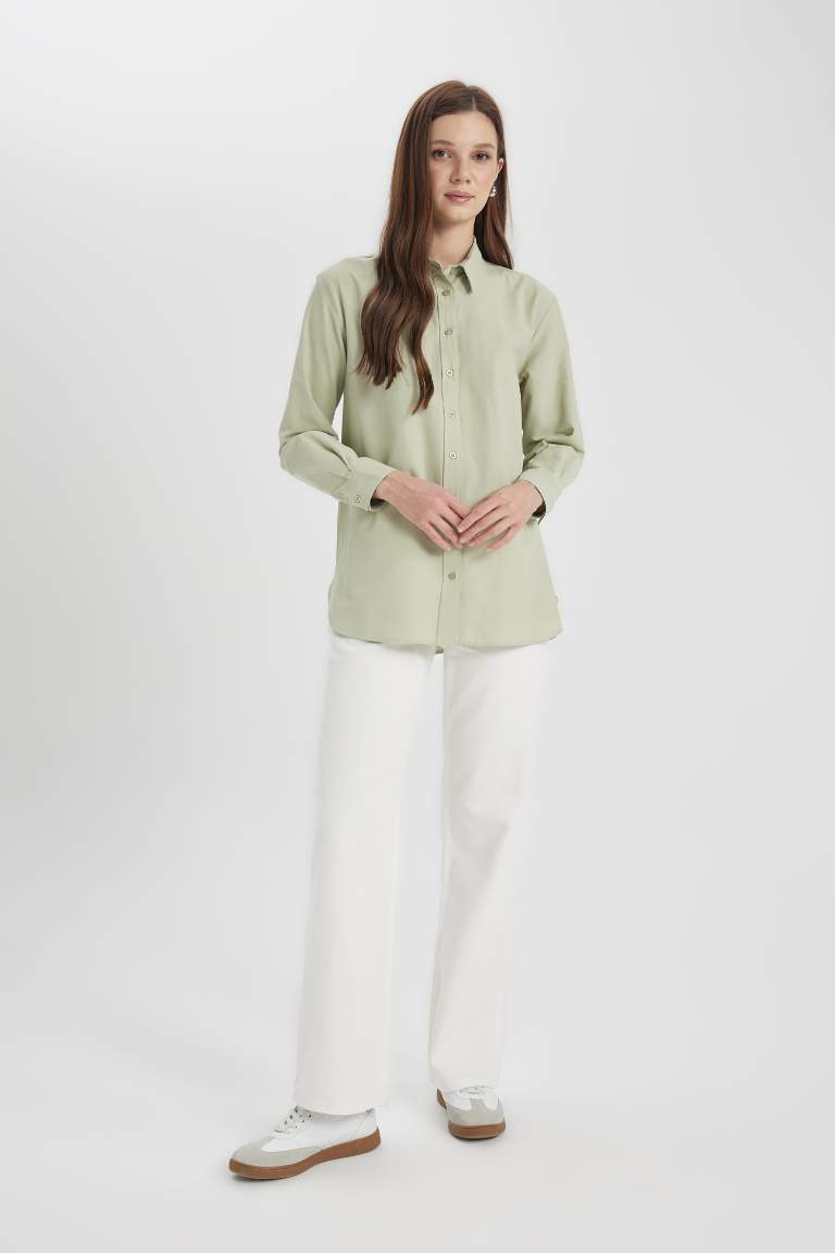 Relax Fit Poplin Long Sleeve Shirt Tunic