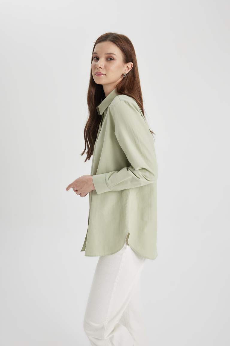 Relax Fit Poplin Long Sleeve Shirt Tunic