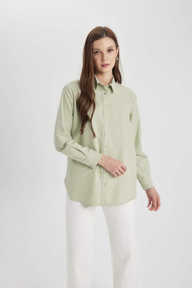 Relax Fit Poplin Long Sleeve Shirt Tunic