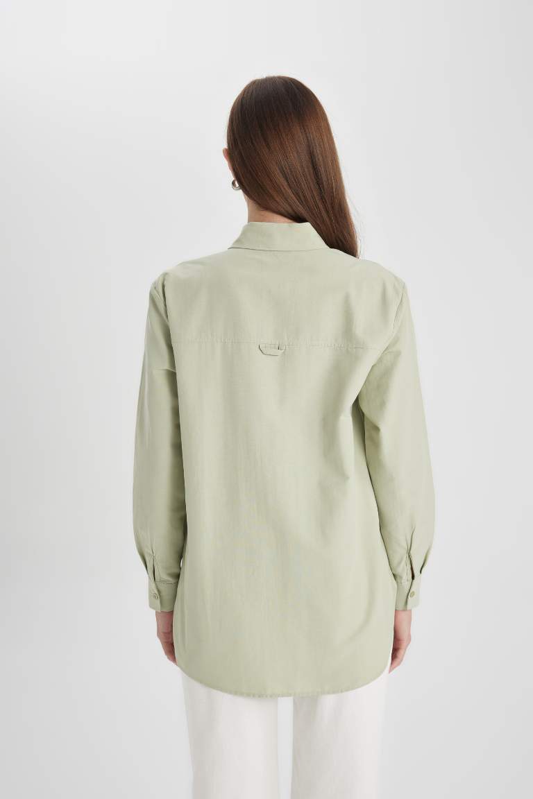 Relax Fit Poplin Long Sleeve Shirt Tunic