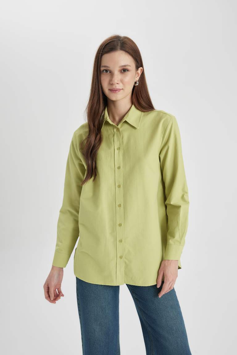 Relax Fit Poplin Long Sleeve Shirt Tunic