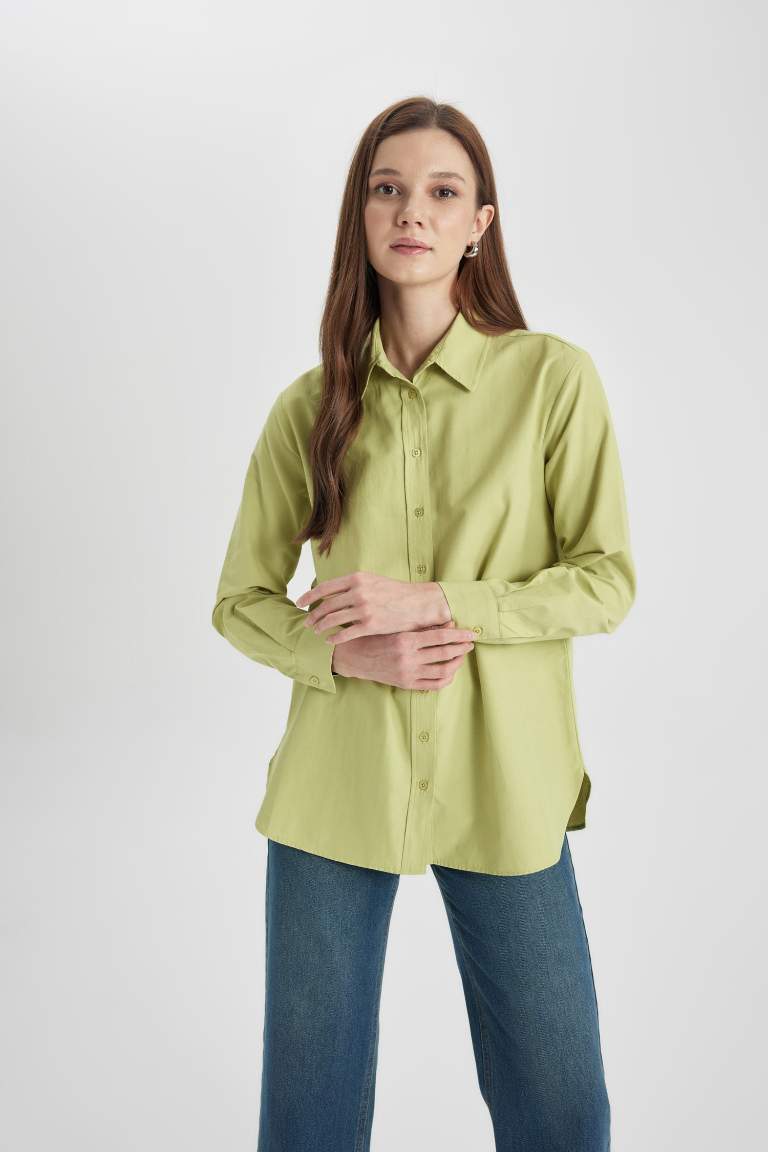 Relax Fit Poplin Long Sleeve Shirt Tunic