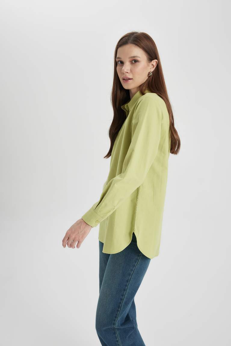 Relax Fit Poplin Long Sleeve Shirt Tunic