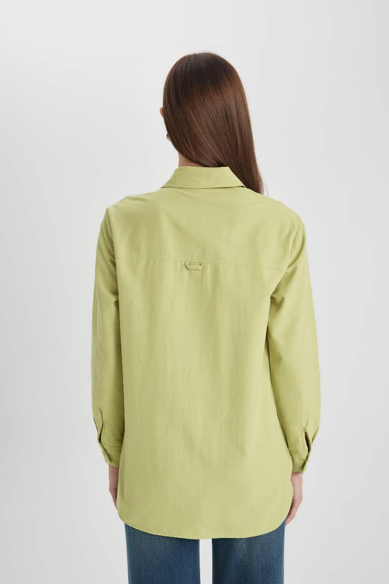 Relax Fit Poplin Long Sleeve Shirt Tunic