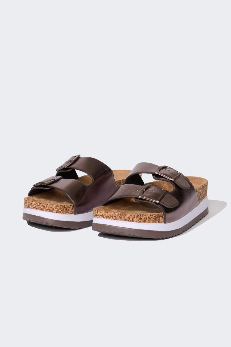 Woman High Sole Double Banded Slippers