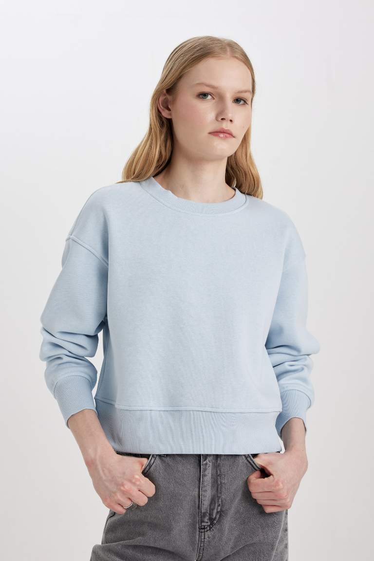 Relax Fit Crew Neck Thick Basic Sweatshirt