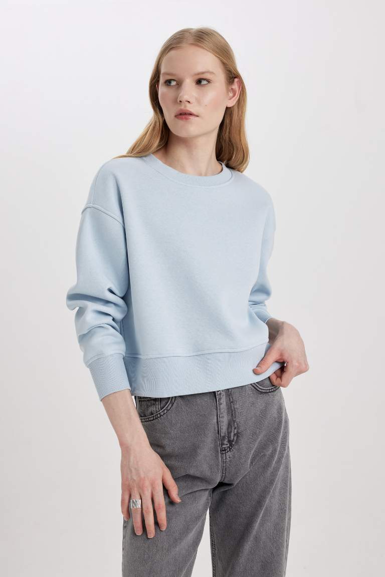 Relax Fit Crew Neck Thick Basic Sweatshirt