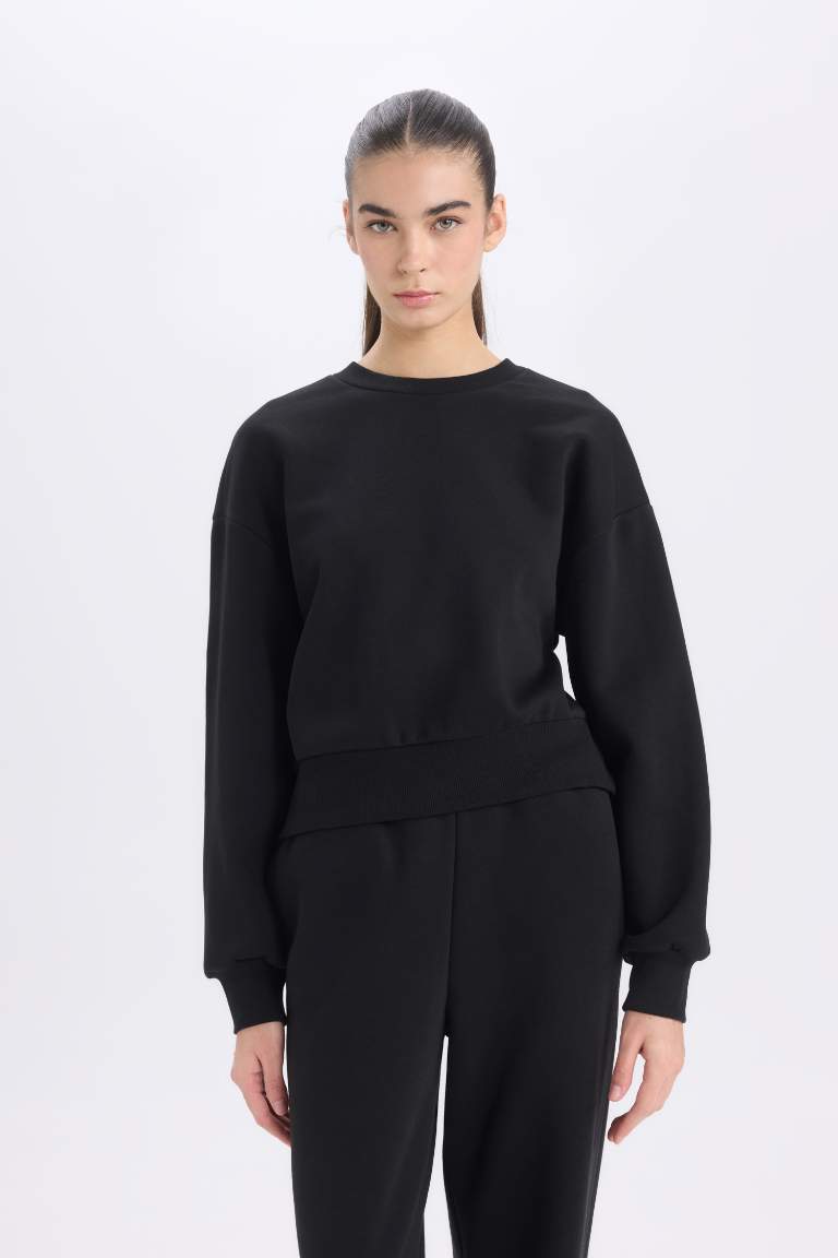 Boxy Fit Crew Neck Thick Basic Sweatshirt