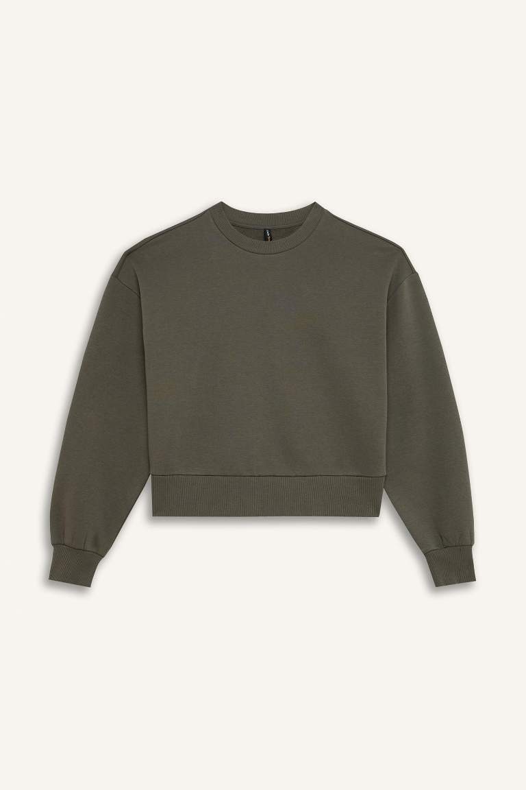 Boxy Fit Crew Neck Thick Basic Sweatshirt