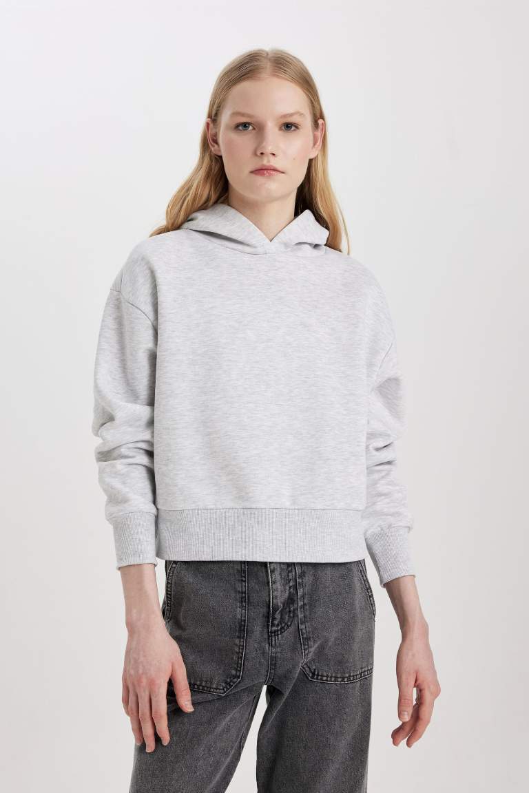 Boxy Fit Thick Hooded Sweatshirt