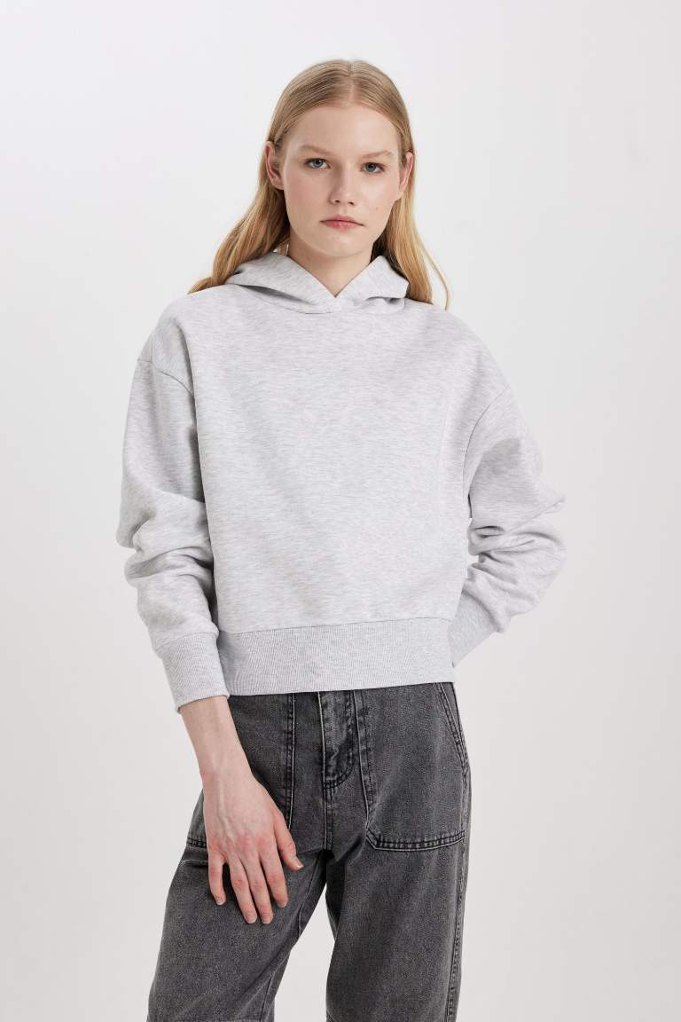 Boxy Fit Thick Hooded Sweatshirt