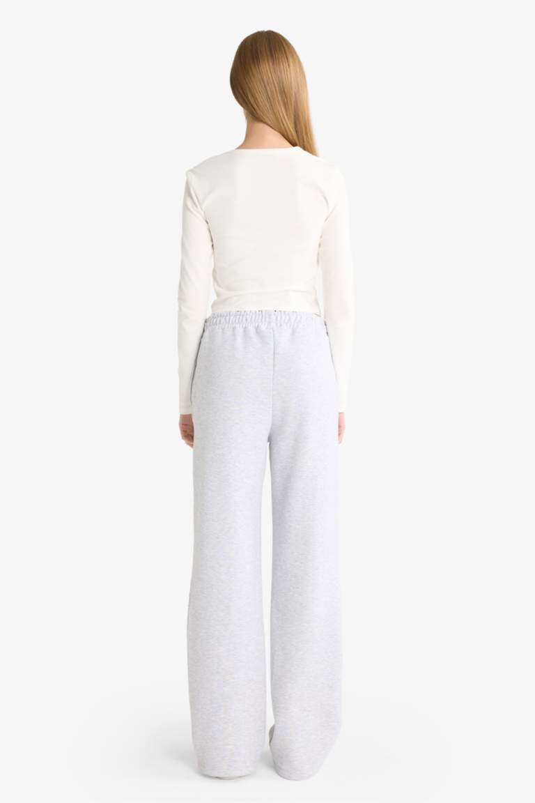 Straight Fit Basic Düz Cepli Yüksek Bel Eşofman Altı