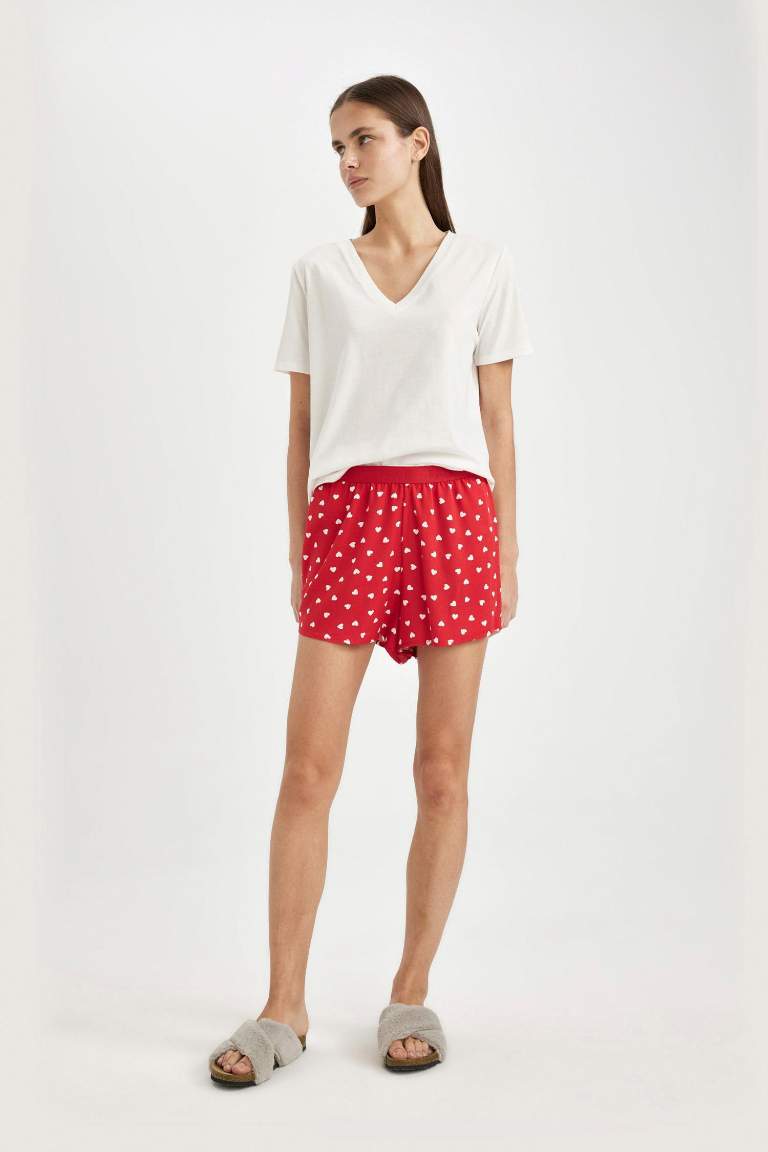 Regular Fit Dokuma Şort Pijama Altı-Fall in Love