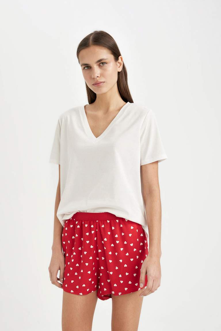 Regular Fit Dokuma Şort Pijama Altı-Fall in Love