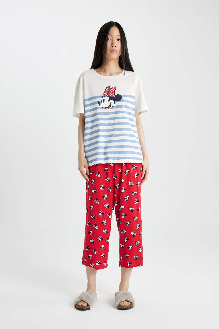 Pyjama à Coupe Régulière et Manches Courtes Disney Mickey & Minnie Fall In Love