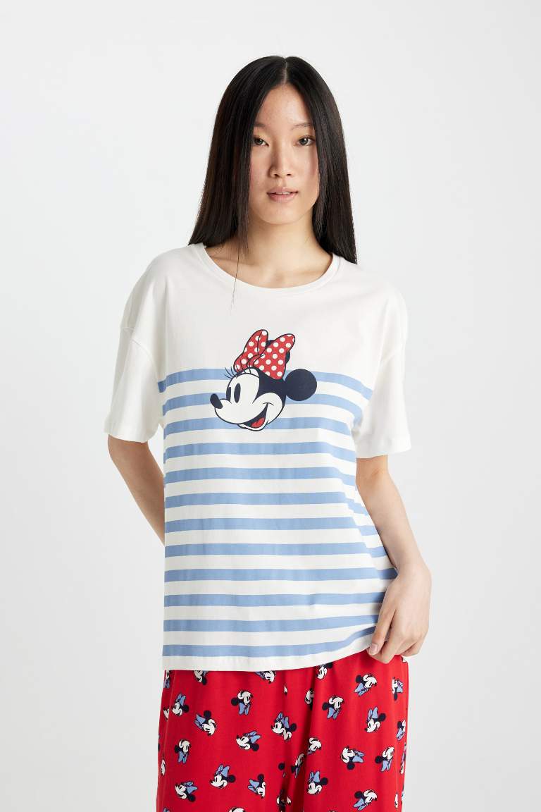 Pyjama à Coupe Régulière et Manches Courtes Disney Mickey & Minnie Fall In Love