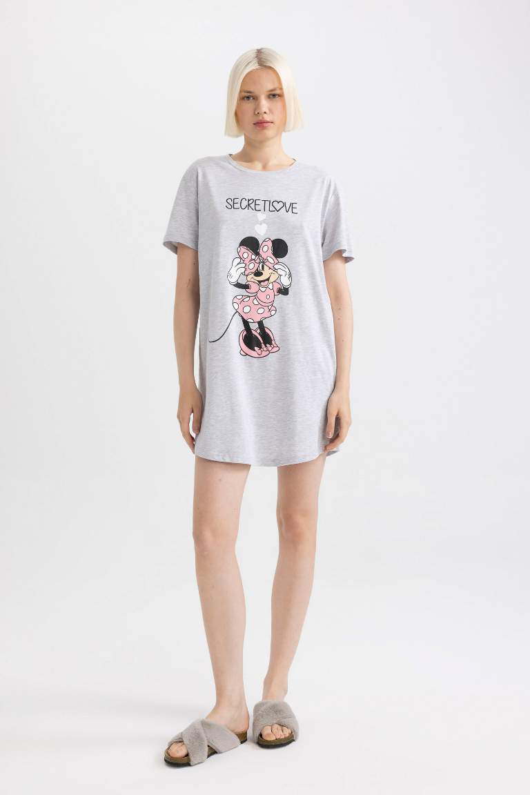 Regular Fit Crew Neck Mickey & Minnie Licensed Knitted Dress