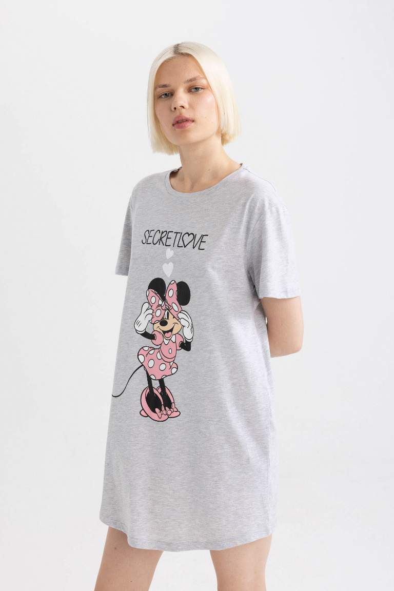 Regular Fit Crew Neck Mickey & Minnie Licensed Knitted Dress