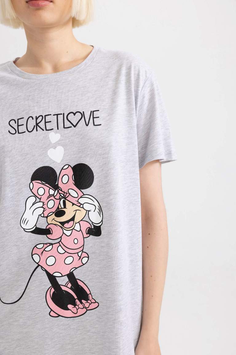 Regular Fit Crew Neck Mickey & Minnie Licensed Knitted Dress