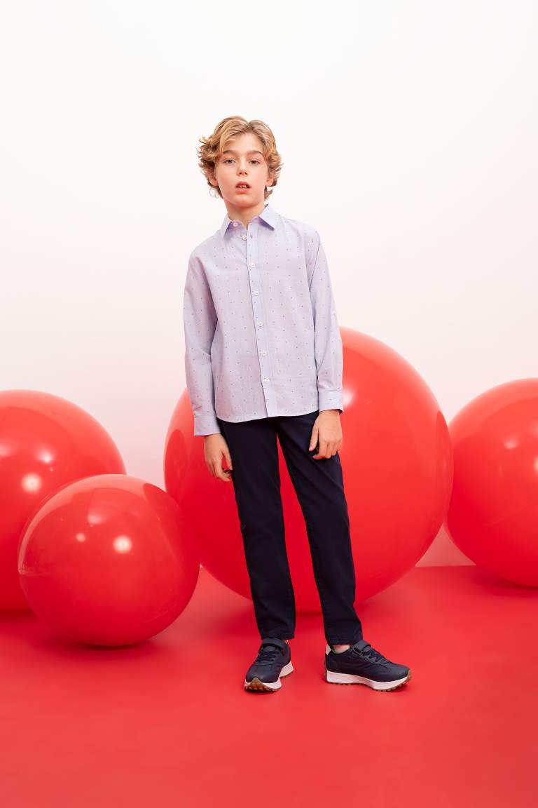 Boy Regular Fit Polo Collar Poplin Shirt