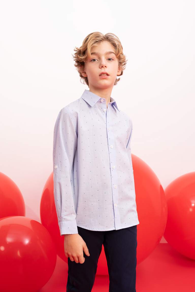 Boy Regular Fit Polo Collar Poplin Shirt